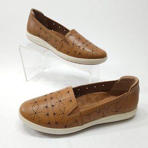 Cobb Hill Bailee Slip Honey Size 8.5 Perforated Leather Slip On Flats Womens